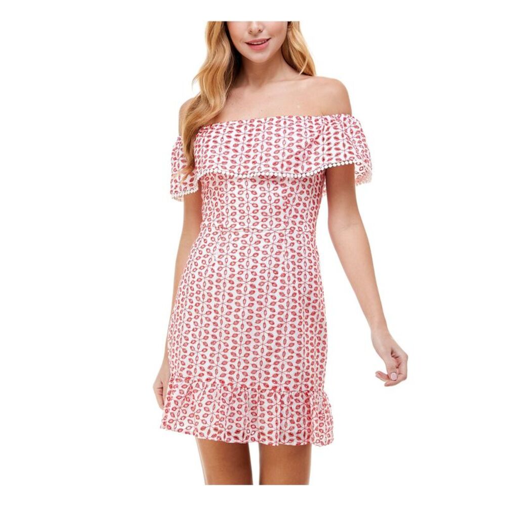 CITY STUDIO Womens Fit + Flare Above The Knee Dress White Evening Juniors 0